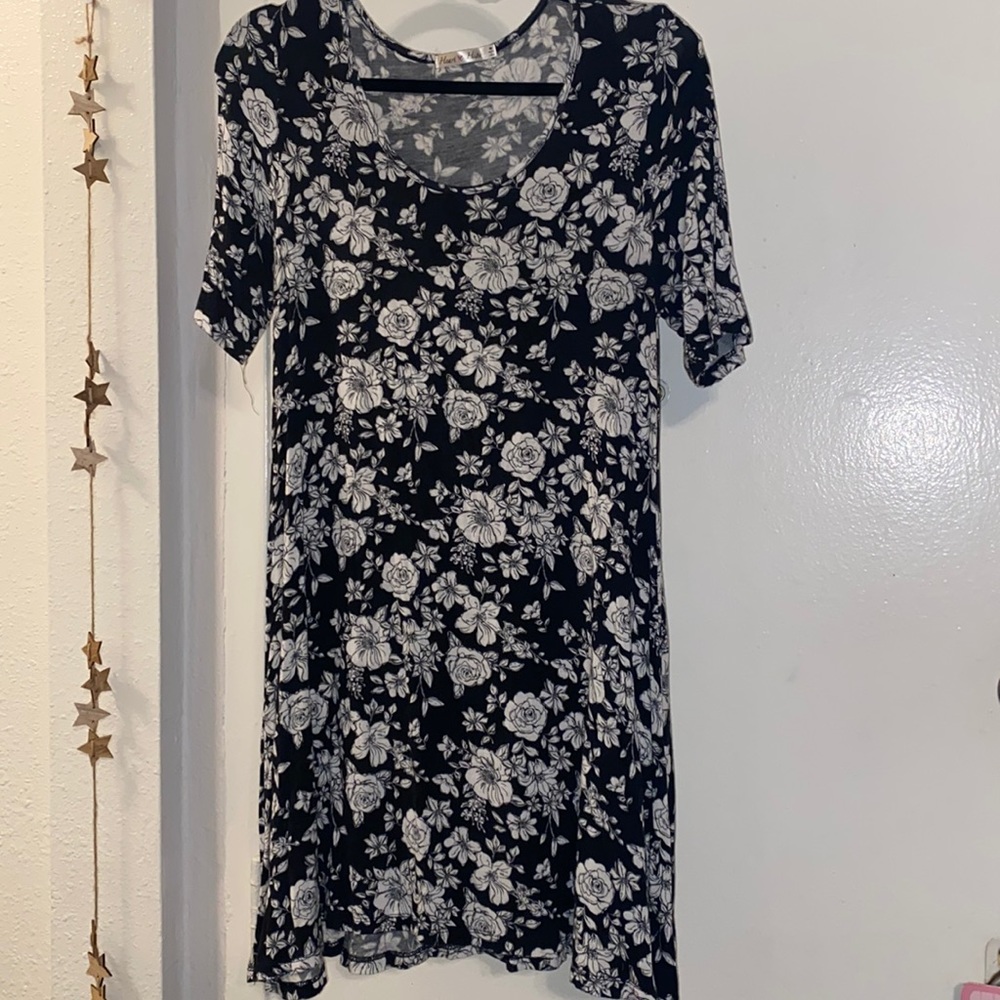 Black and White Floral Mini Dress